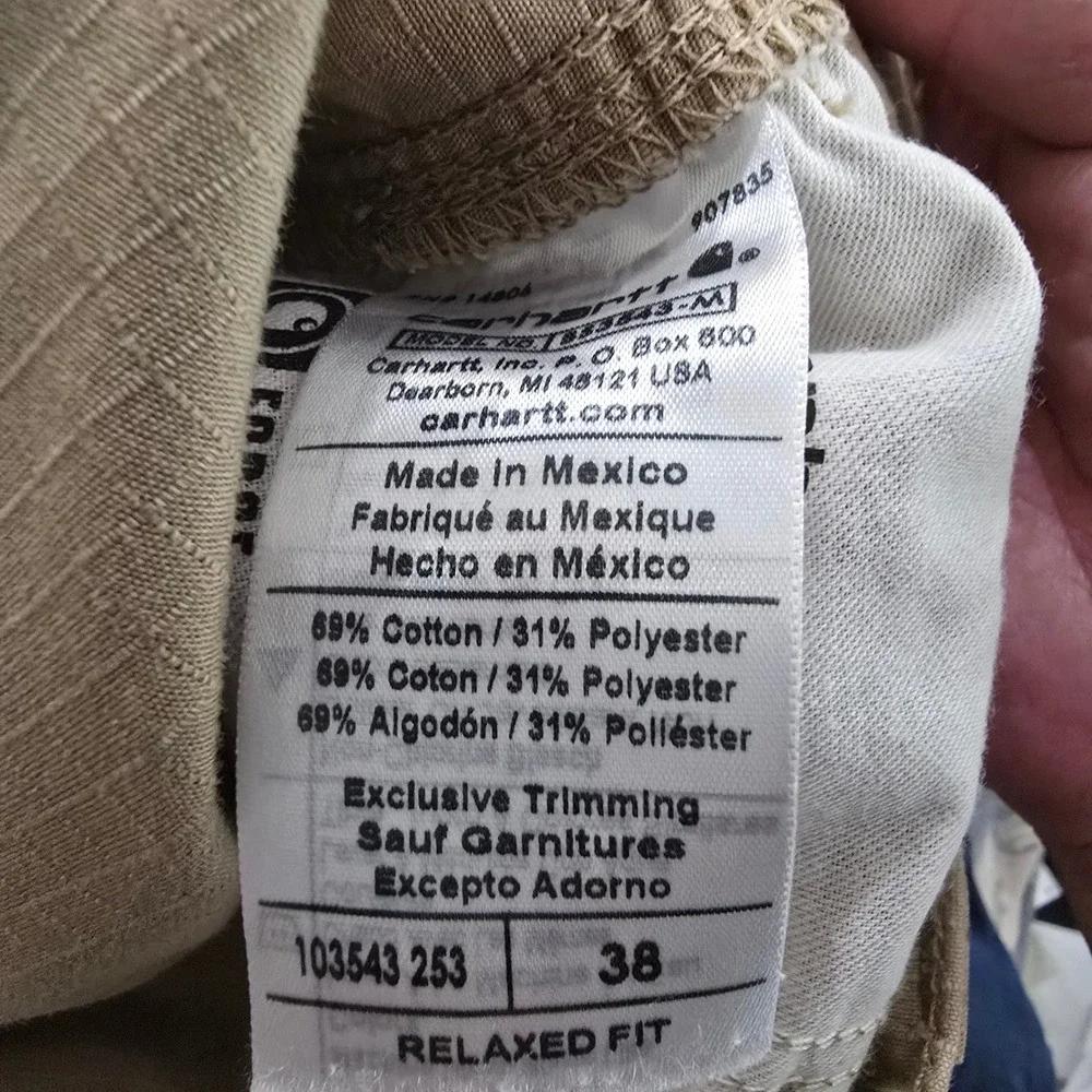 Carhartt Mens Relaxed Fit Ripstop Cargo Shorts Tan Khaki 38 103543 253